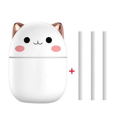 Cute Cat USB Air Humidifier & Aroma Diffuser | Silent Cool Mist with LED
