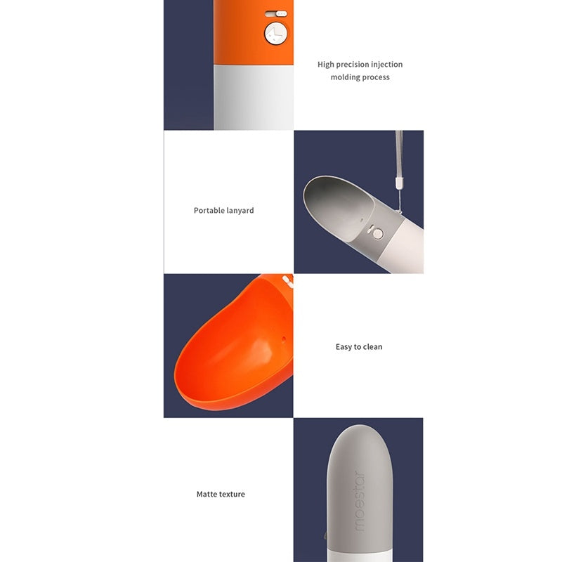 Splash-Proof Pet Water Bottle with One-Key Lock