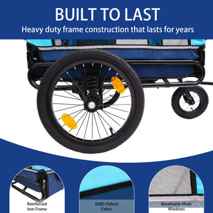 Outdoor Heavy Duty Foldable Pet Stroller Dog Carriers Bicycle | Blue