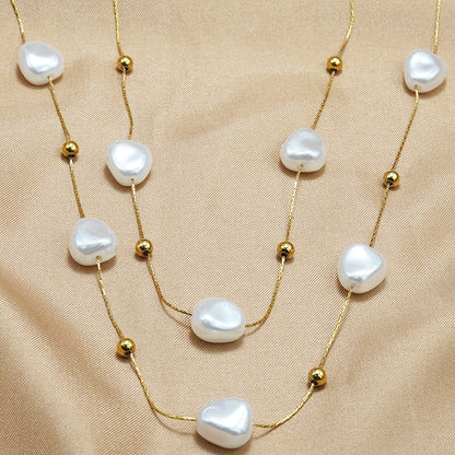 18K Pearl Necklace | Minimalist Evening Gift Women