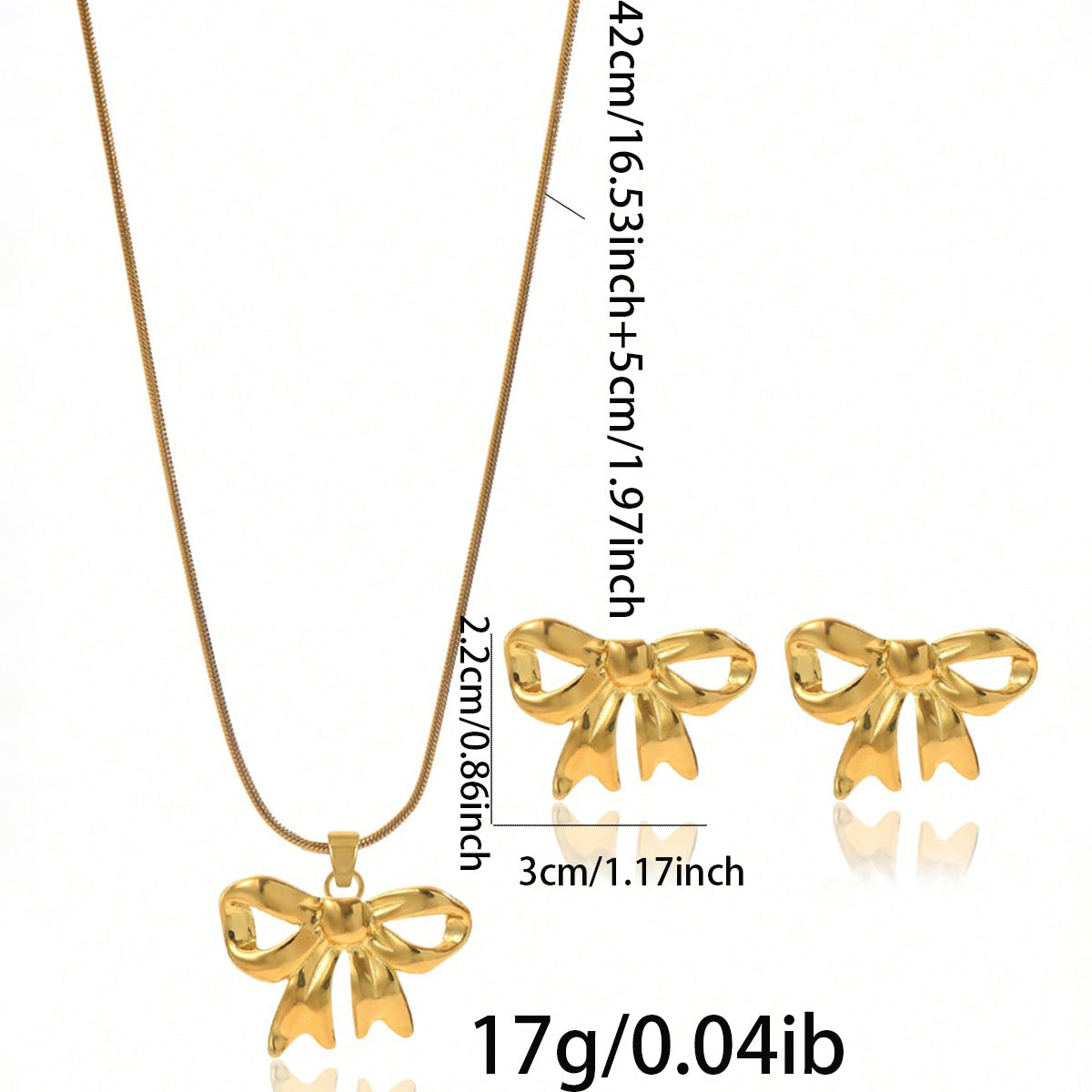 Lxalry 18K Gold Bow Jewelry Set