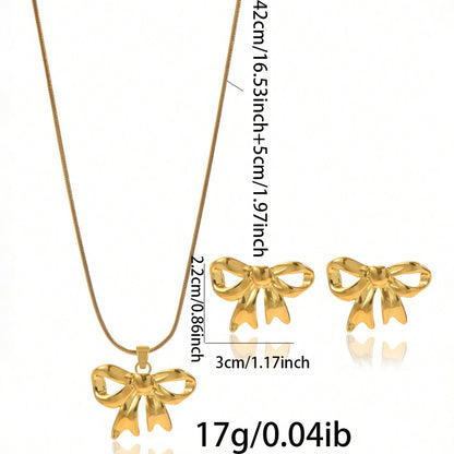 Lxalry 18K Gold Bow Jewelry Set