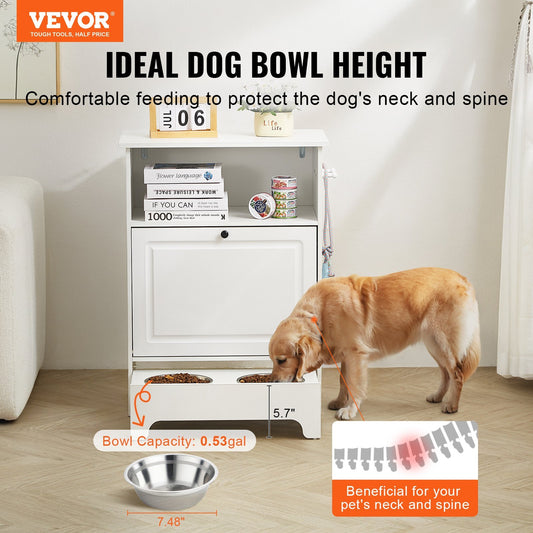 VEVOR Pet Feeding Station W 2 Elevated Dog Bowls, Dog Food & Toy