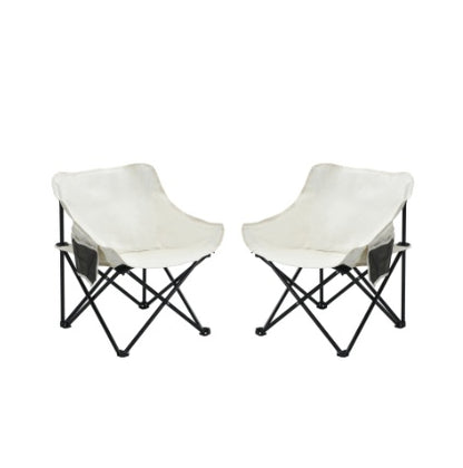 2 PCS Outdoor Camping Chairs Folding Portable, Carry Bag ,Beige