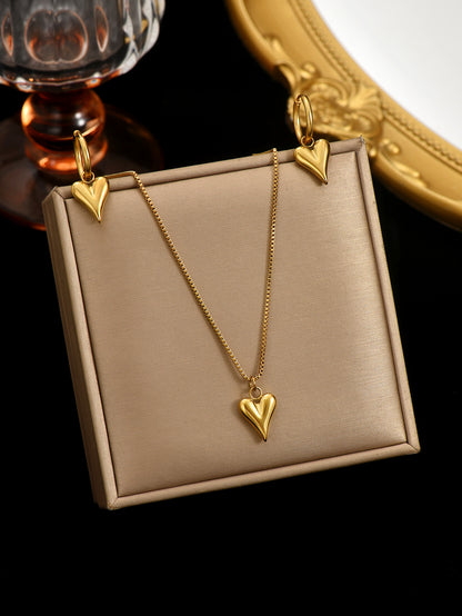 18K Gold Heart Jewelry Set | Daily Luxury Gift Women