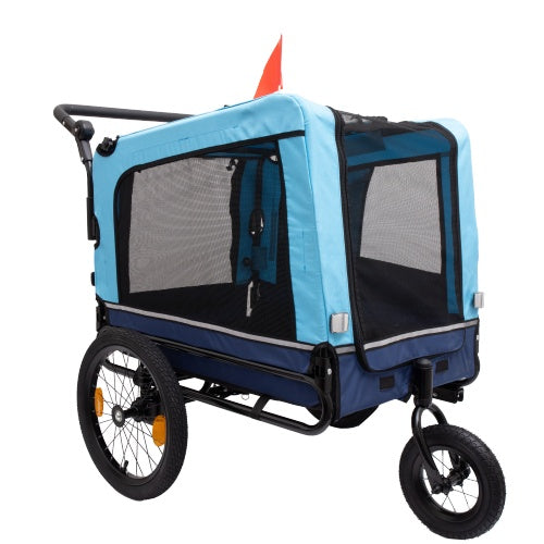 Outdoor Heavy Duty Foldable Pet Stroller Dog Carriers Bicycle | Blue
