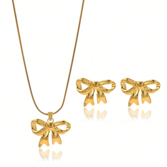 Lxalry 18K Gold Bow Jewelry Set