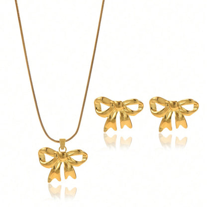 Lxalry 18K Gold Bow Jewelry Set