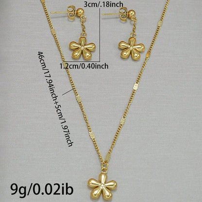 18K Lxalry Gold Floral Necklace & Earrings | Luxury Gift Set