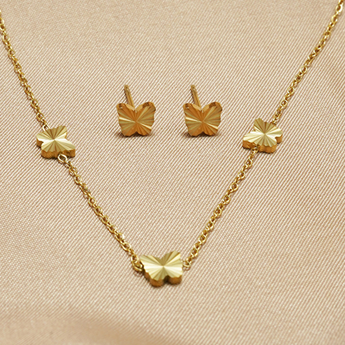 Lxalry 316L Stainless Steel 18K Gold-Plated Jewelry Set