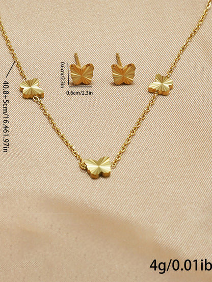 Lxalry 316L Stainless Steel 18K Gold-Plated Jewelry Set