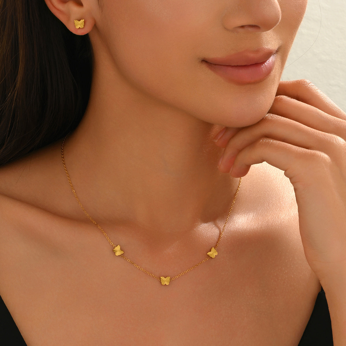 Lxalry 316L Stainless Steel 18K Gold-Plated Jewelry Set