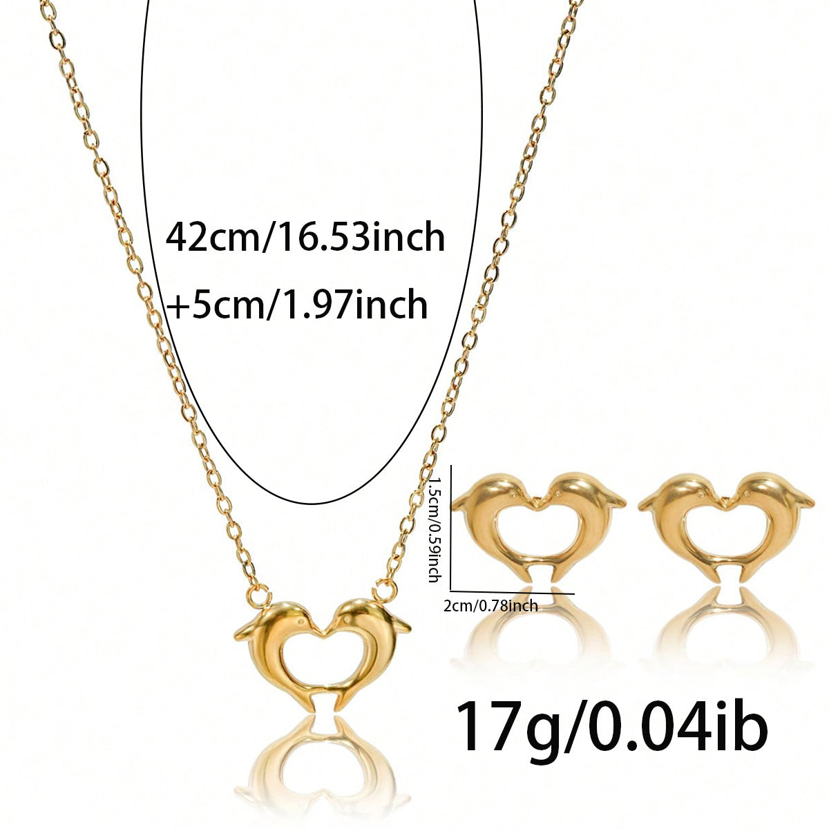 Gold Dolphin Heart Jewelry Set | Couple Gift Luxury