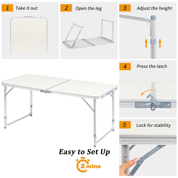 4 FT Silver Outdoor Folding Table
