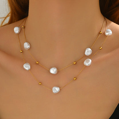 18K Pearl Necklace | Minimalist Evening Gift Women