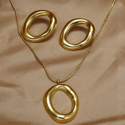18K Gold Organic Round Jewelry Set | Evening Luxury Gift