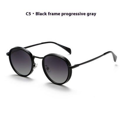 Round Frame Retro Sun Glasses Reflective Lenses