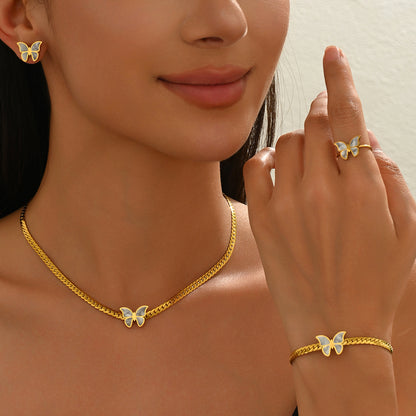18K Gold Plated Butterfly Jewelry Set Lxalry | Hypoallergenic Gift