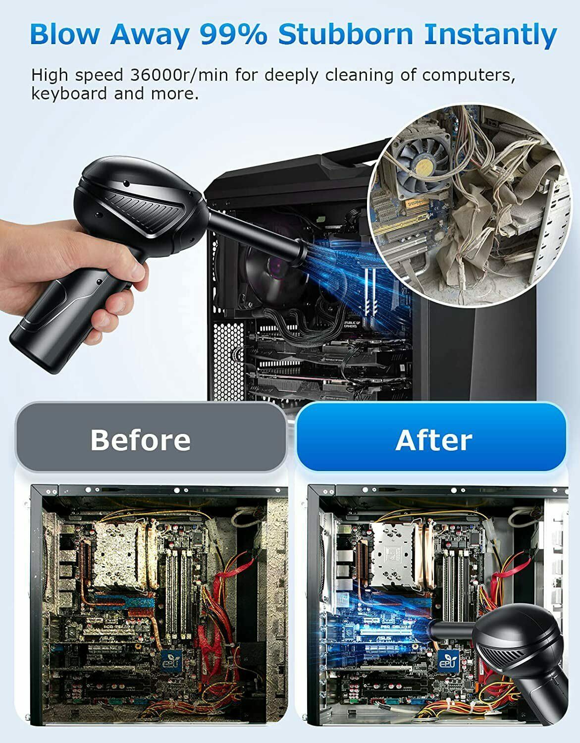 Rechargeable Air Duster Electric Cleaner Blower For Car PC Keyboard Pet
