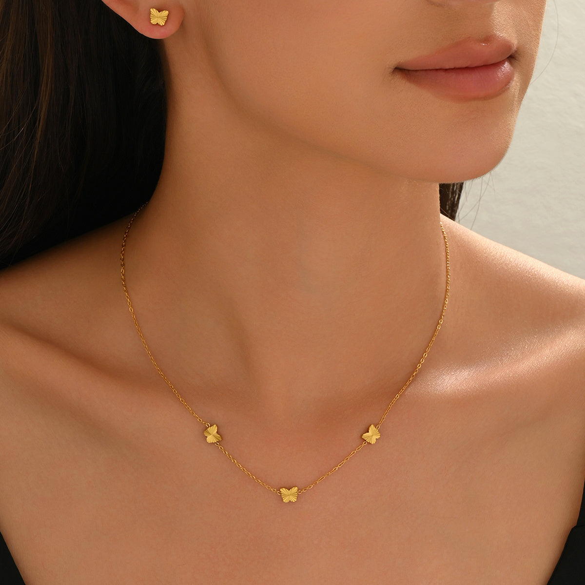 Lxalry 316L Stainless Steel 18K Gold-Plated Jewelry Set