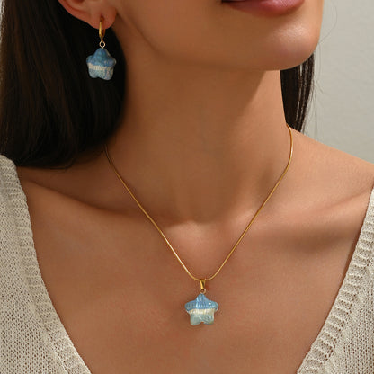 Lxalry 316L Steel Gold-Plated Blue Gradient Star