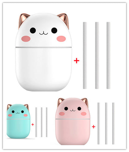 Cute Cat USB Air Humidifier & Aroma Diffuser | Silent Cool Mist with LED