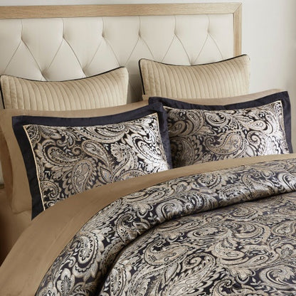 12 Piece Comforter Set With Cotton Bed Sheets | Black Queen
