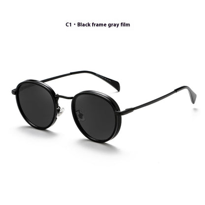 Round Frame Retro Sun Glasses Reflective Lenses