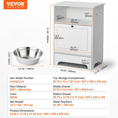 VEVOR Pet Feeding Station W 2 Elevated Dog Bowls, Dog Food & Toy