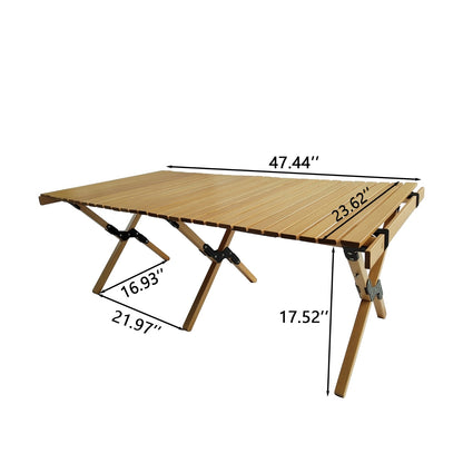 Multi-Function Foldable Wooden Patio Dining Table, Natural - Indoor Outdoor