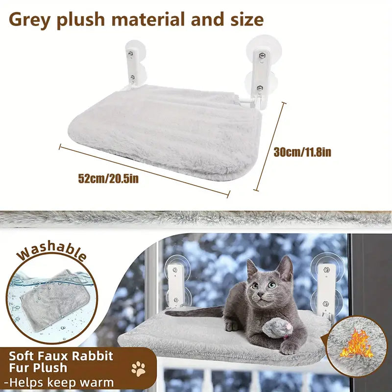 Cat Window Perch with Suction Cup + FREE 2 Pcs Pet Hair Remover Gloves