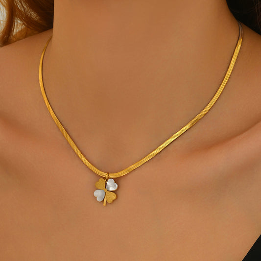 18K Gold Clover Necklace Free Gift for Women