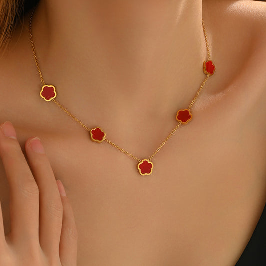 18K Gold Clover Necklace | Minimalist Luxury Gift Women