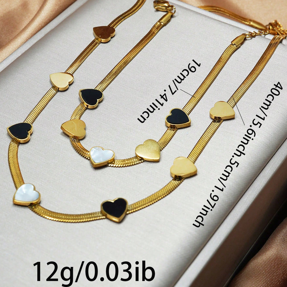 Lxalry 18K Gold Heart Necklace & Bracelet | Luxury Gift Set