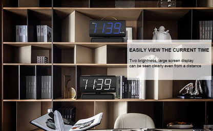 Rotating Digital Alarm Clock LED Display 2 Brightness Levels