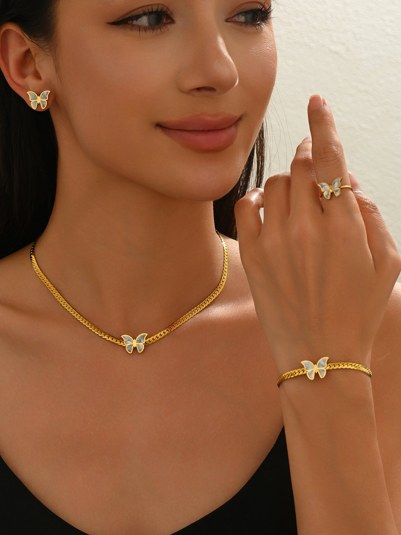 18K Gold Plated Butterfly Jewelry Set Lxalry | Hypoallergenic Gift