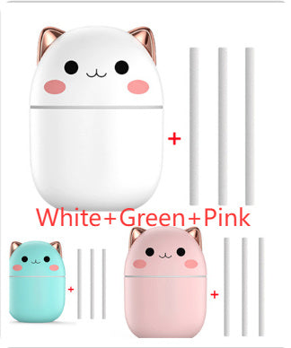 Cute Cat USB Air Humidifier & Aroma Diffuser | Silent Cool Mist with LED