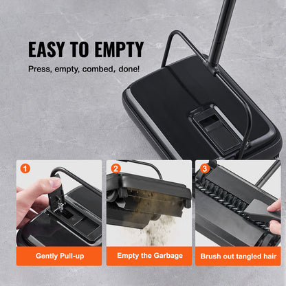 VEVOR 7.87 Inch Manual Carpet & Floor Sweeper