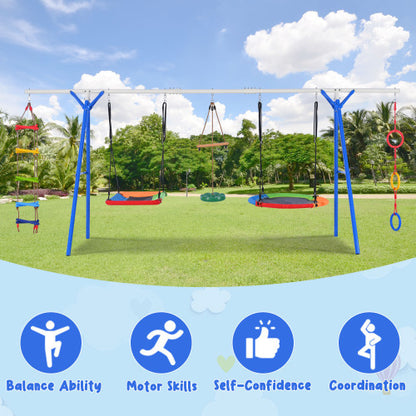 5-in-1 Outdoor Toddler Swing Set | Climber, Monkey Bars & Saucer for Backyard Fun