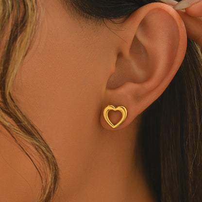 18K Gold Heart Earrings | Hypoallergenic Gift for Women