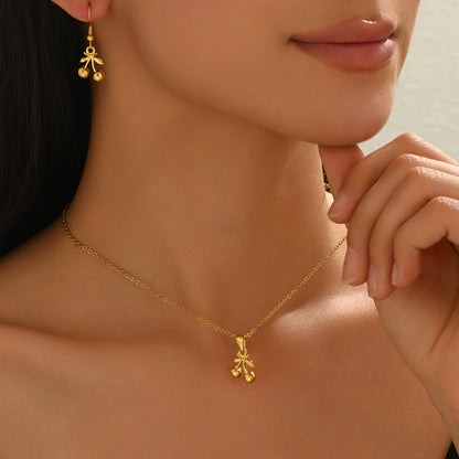 Lxalry 18K Gold Cherry Jewelry Set Fade-Resistant