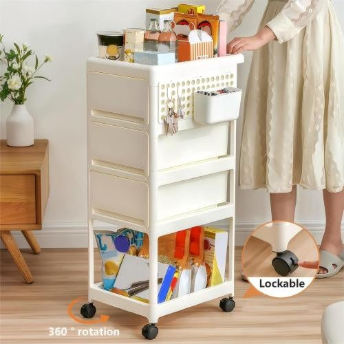 4-Tier Rolling Storage Cart | Multi-Room Use