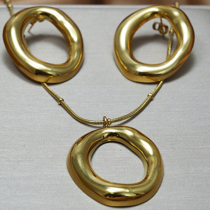 18K Gold Organic Round Jewelry Set | Evening Luxury Gift