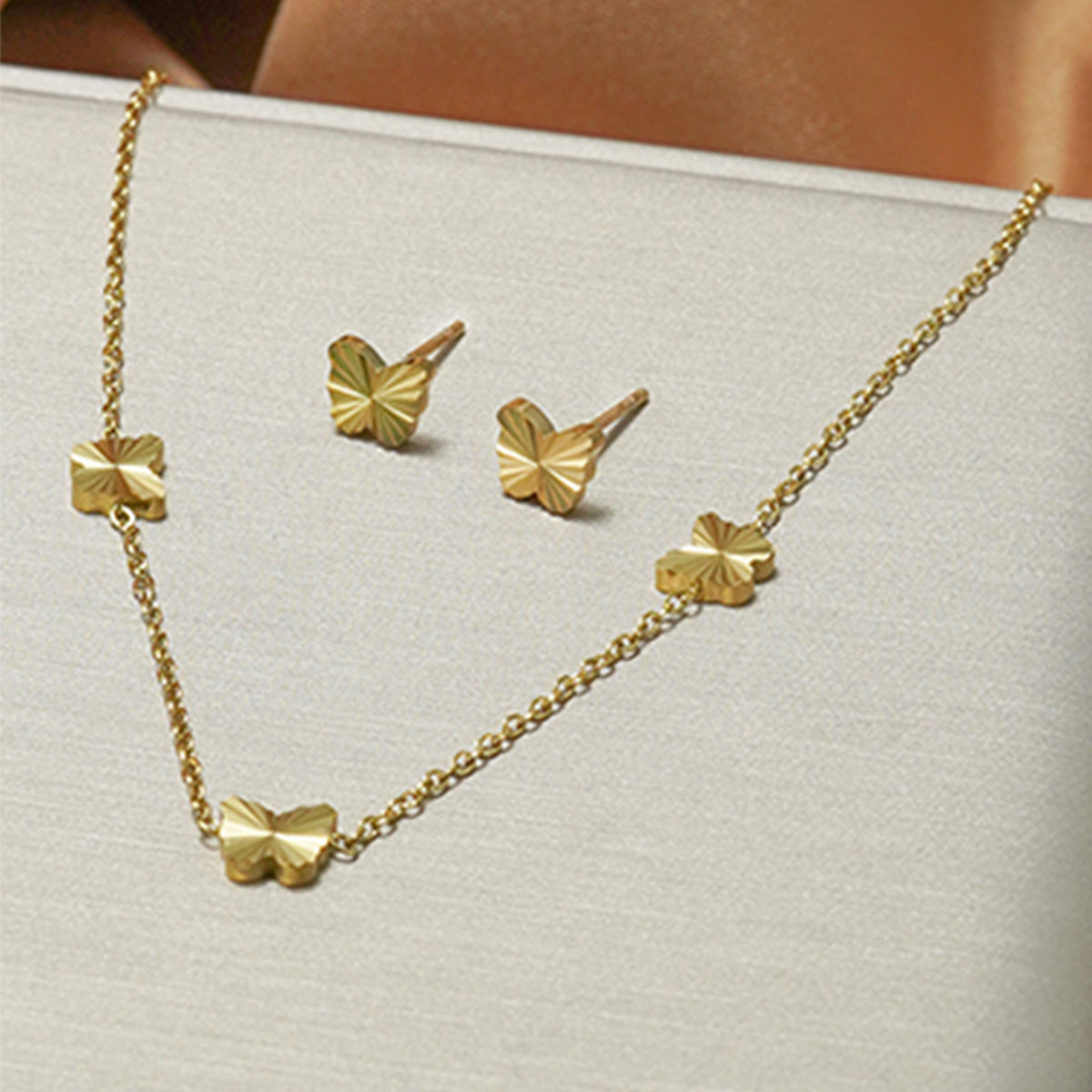 Lxalry 316L Stainless Steel 18K Gold-Plated Jewelry Set