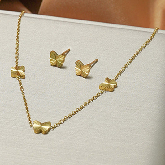 Lxalry 316L Stainless Steel 18K Gold-Plated Jewelry Set