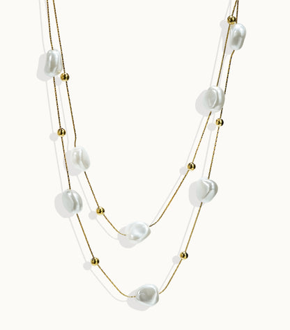 18K Pearl Necklace | Minimalist Evening Gift Women