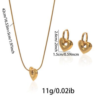 18K Hollow Heart Jewelry Set | Handmade Gift Women