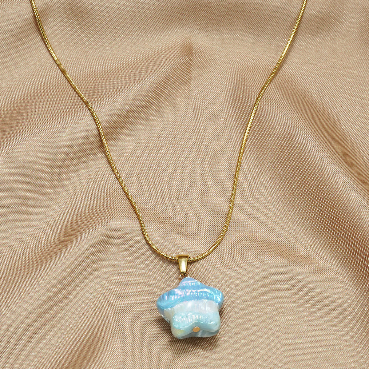 Lxalry 316L Steel Gold-Plated Blue Gradient Star