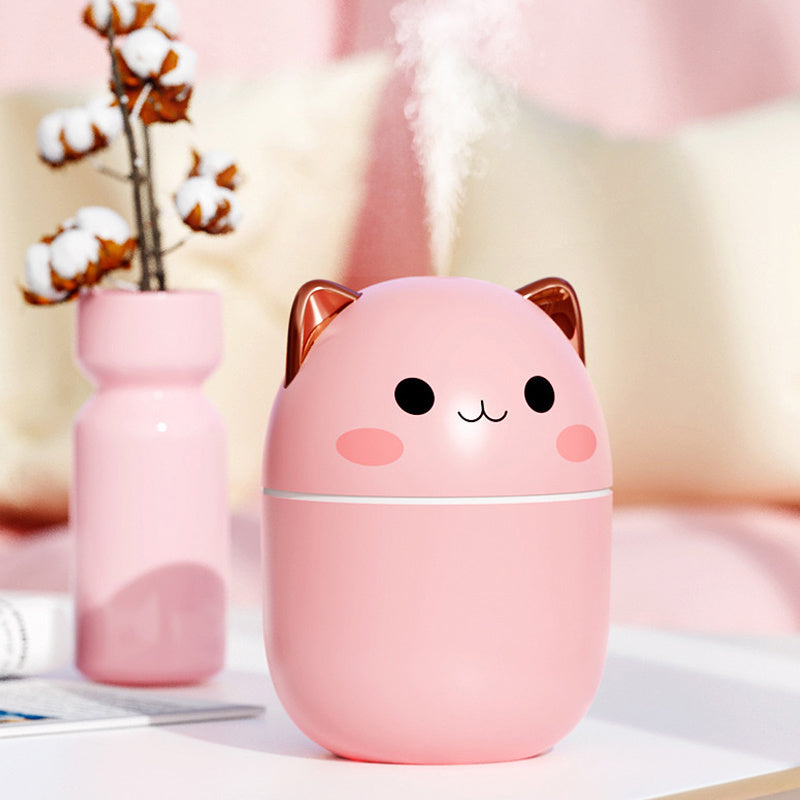 Cute Cat USB Air Humidifier & Aroma Diffuser | Silent Cool Mist with LED