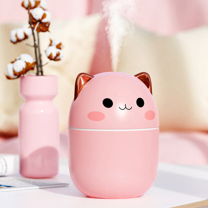 Cute Cat USB Air Humidifier & Aroma Diffuser | Silent Cool Mist with LED